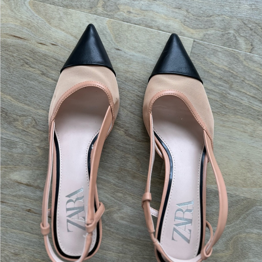 Zara sling back shoes, kitten heels